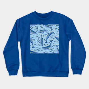 Gouache Humpback Whales Pattern Crewneck Sweatshirt